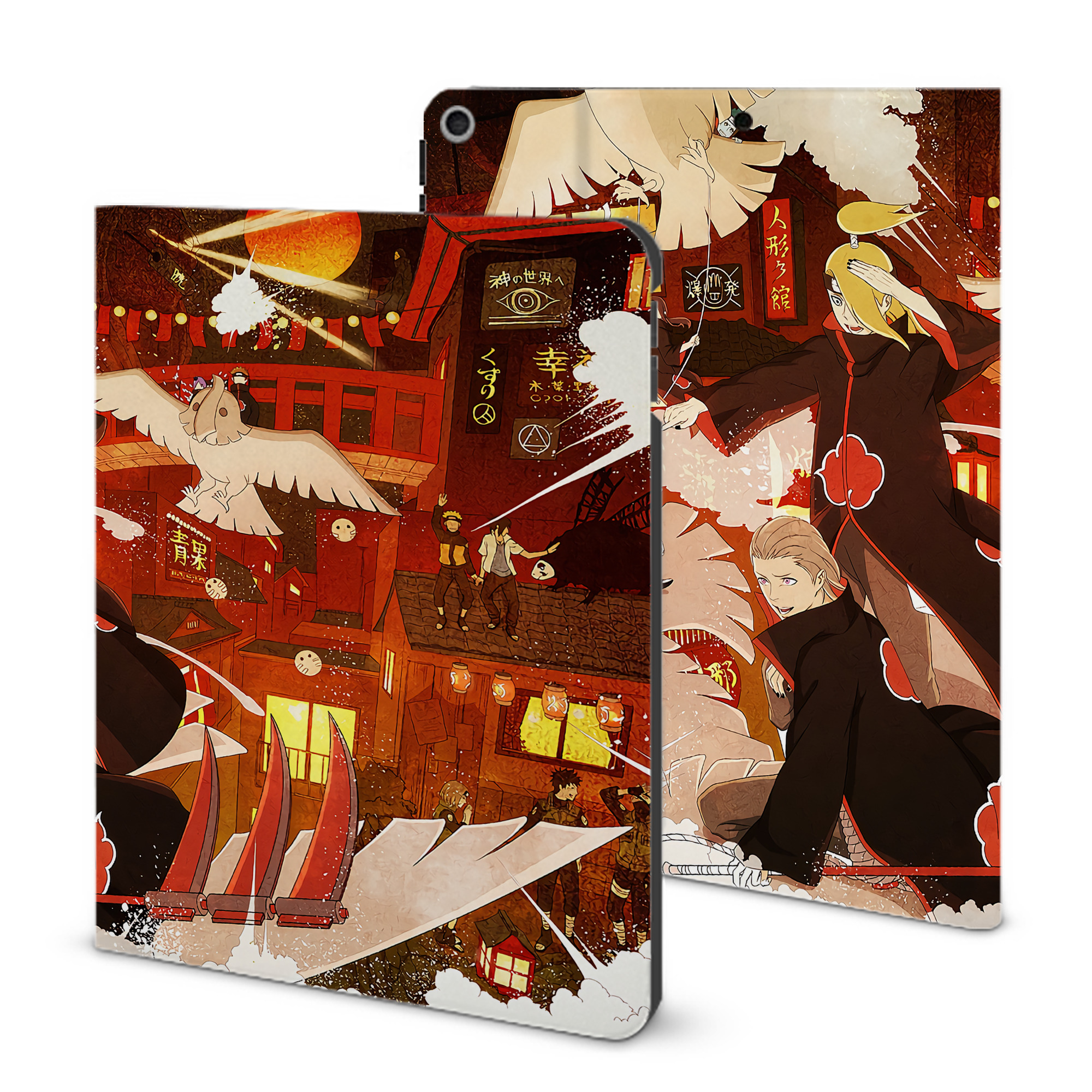 （画像用） NARUTO -ナルト- NARUTO -ナルト- 疾風伝 IPad ケース ブック型 PUレザー TPU 耐衝撃 軽量 薄型 ペン収納なし 全面保護 IPad 各モデル対応